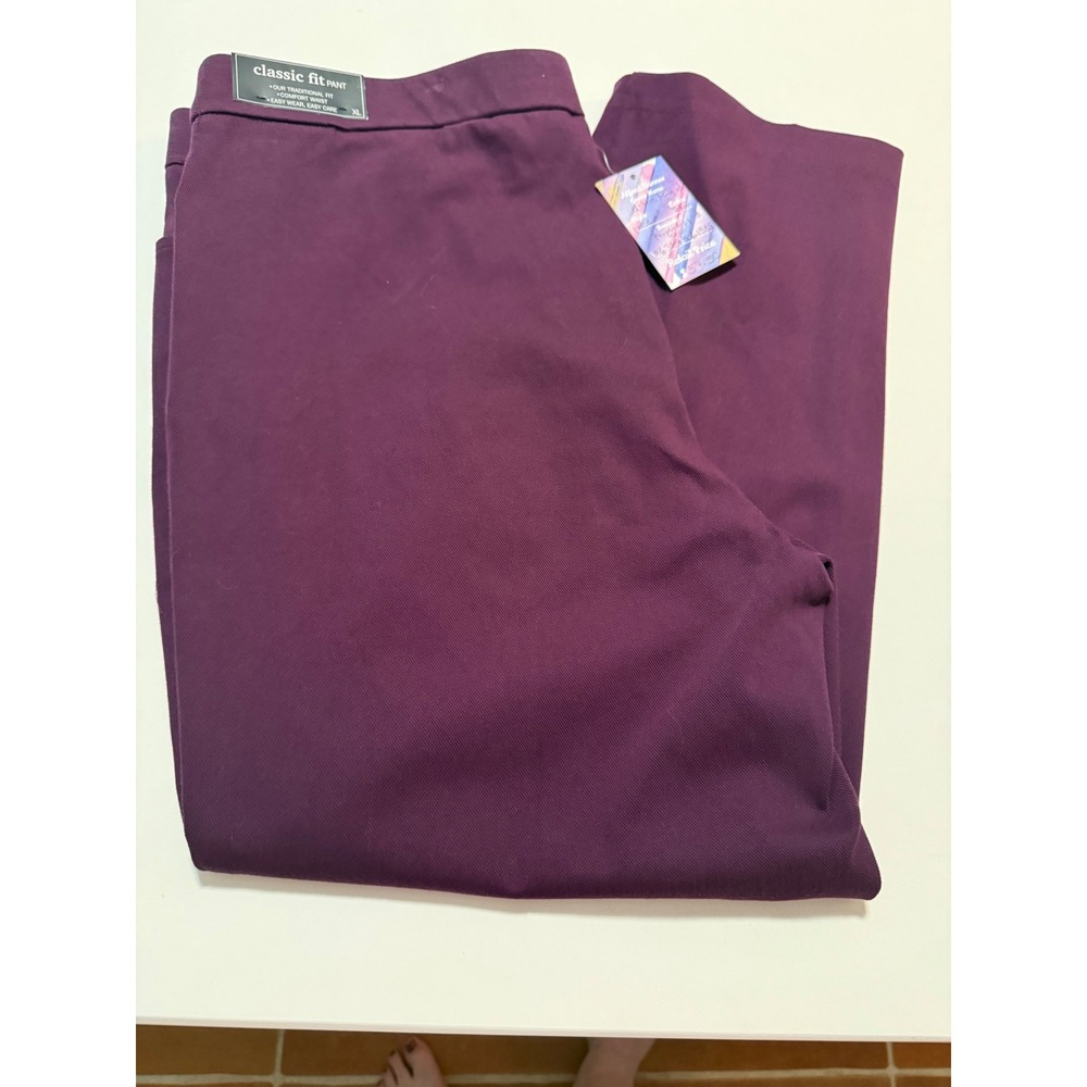 Alfred Dunner Classic Fit Pants Plum Purple Proportioned Short XL Comfort Waist
